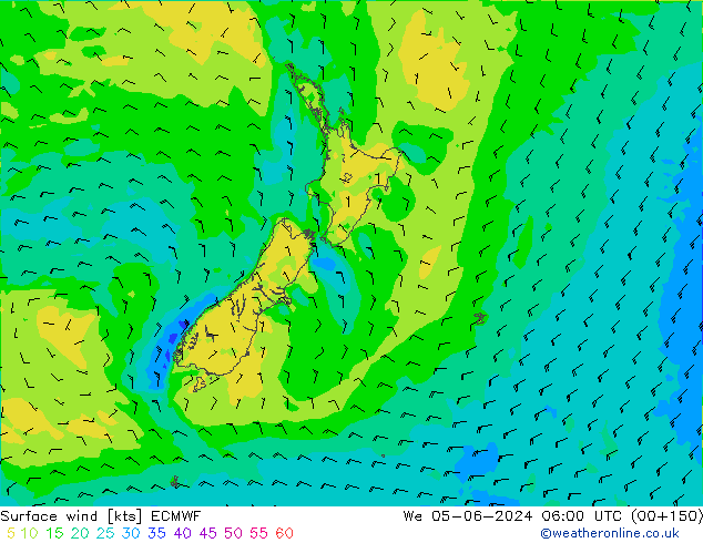 Surface wind ECMWF We 05.06.2024 06 UTC