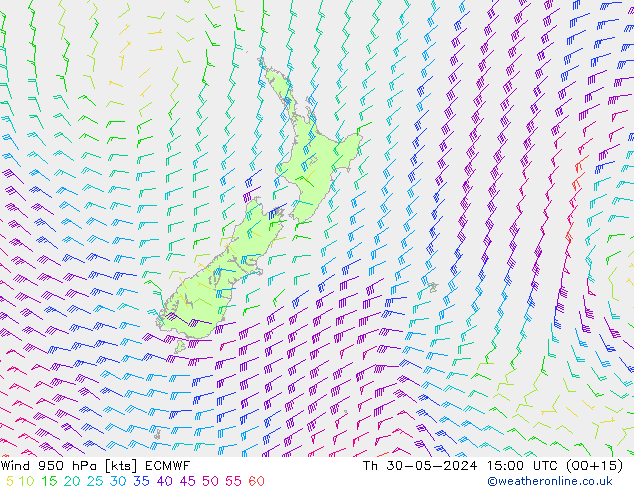 Wind 950 hPa ECMWF Th 30.05.2024 15 UTC