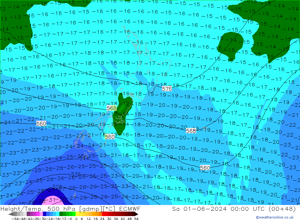 Z500/Yağmur (+YB)/Z850 ECMWF Cts 01.06.2024 00 UTC