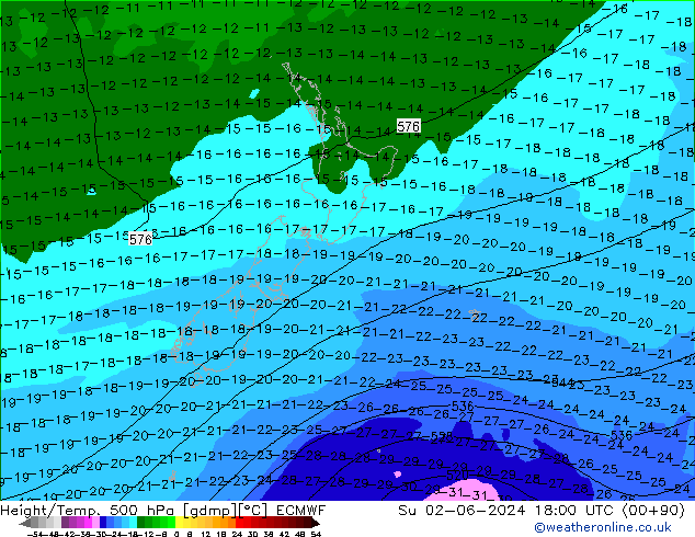 Z500/Rain (+SLP)/Z850 ECMWF Ne 02.06.2024 18 UTC