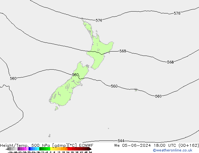 Z500/Yağmur (+YB)/Z850 ECMWF Çar 05.06.2024 18 UTC