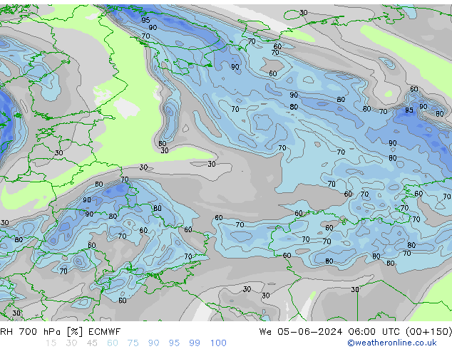 RH 700 hPa ECMWF  05.06.2024 06 UTC