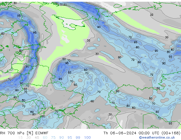 RH 700 hPa ECMWF gio 06.06.2024 00 UTC