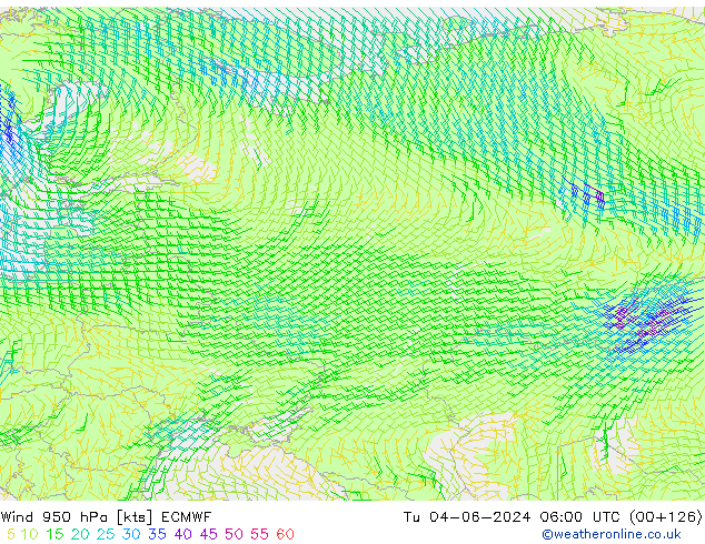 Vento 950 hPa ECMWF mar 04.06.2024 06 UTC