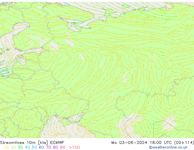 Stroomlijn 10m ECMWF ma 03.06.2024 18 UTC