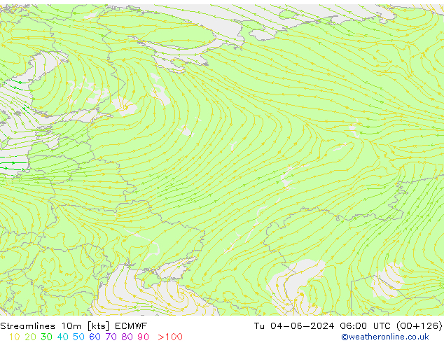 ветер 10m ECMWF вт 04.06.2024 06 UTC