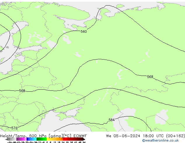 Yükseklik/Sıc. 500 hPa ECMWF Çar 05.06.2024 18 UTC