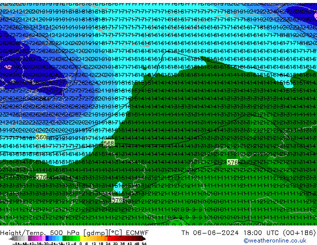 Z500/Yağmur (+YB)/Z850 ECMWF Per 06.06.2024 18 UTC