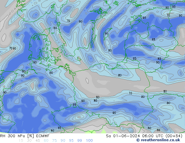 RH 300 hPa ECMWF  01.06.2024 06 UTC