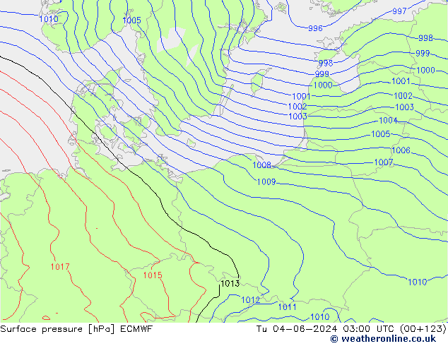 Surface pressure ECMWF Tu 04.06.2024 03 UTC