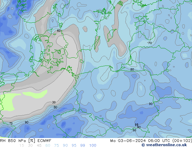 RH 850 hPa ECMWF Mo 03.06.2024 06 UTC