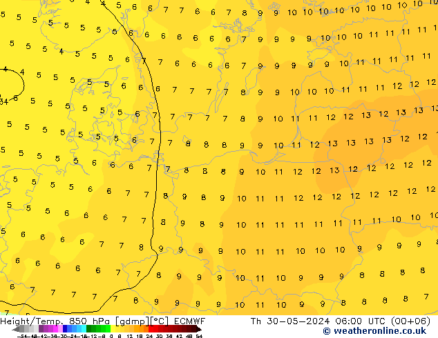 Z500/Yağmur (+YB)/Z850 ECMWF Per 30.05.2024 06 UTC