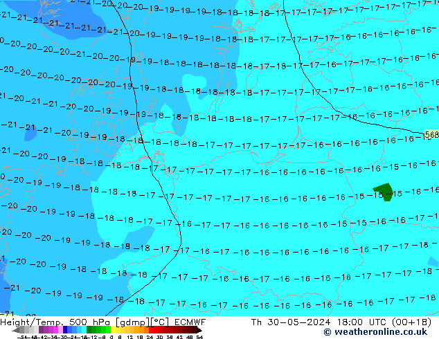 Z500/Rain (+SLP)/Z850 ECMWF Do 30.05.2024 18 UTC