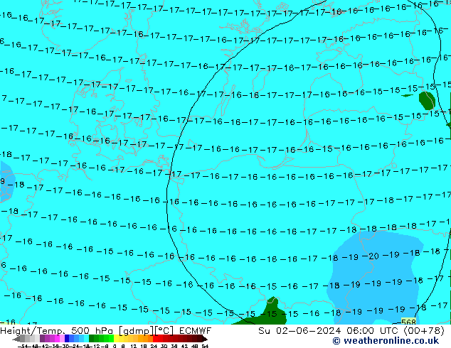 Z500/Rain (+SLP)/Z850 ECMWF dim 02.06.2024 06 UTC