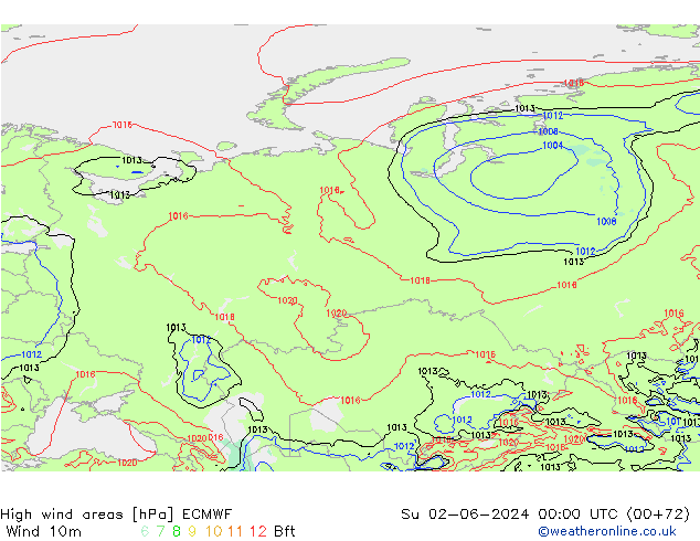 yüksek rüzgarlı alanlar ECMWF Paz 02.06.2024 00 UTC