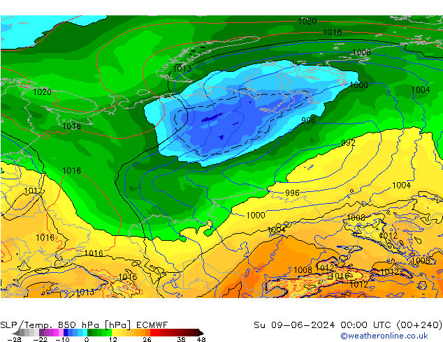 SLP/Temp. 850 hPa ECMWF So 09.06.2024 00 UTC