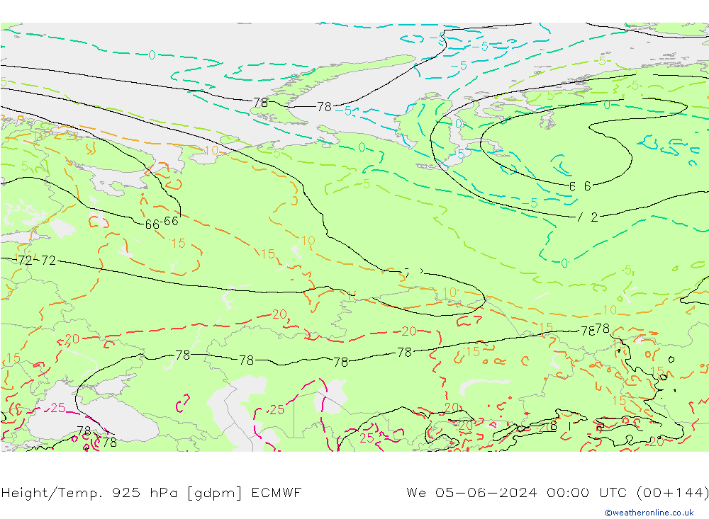 Height/Temp. 925 hPa ECMWF St 05.06.2024 00 UTC