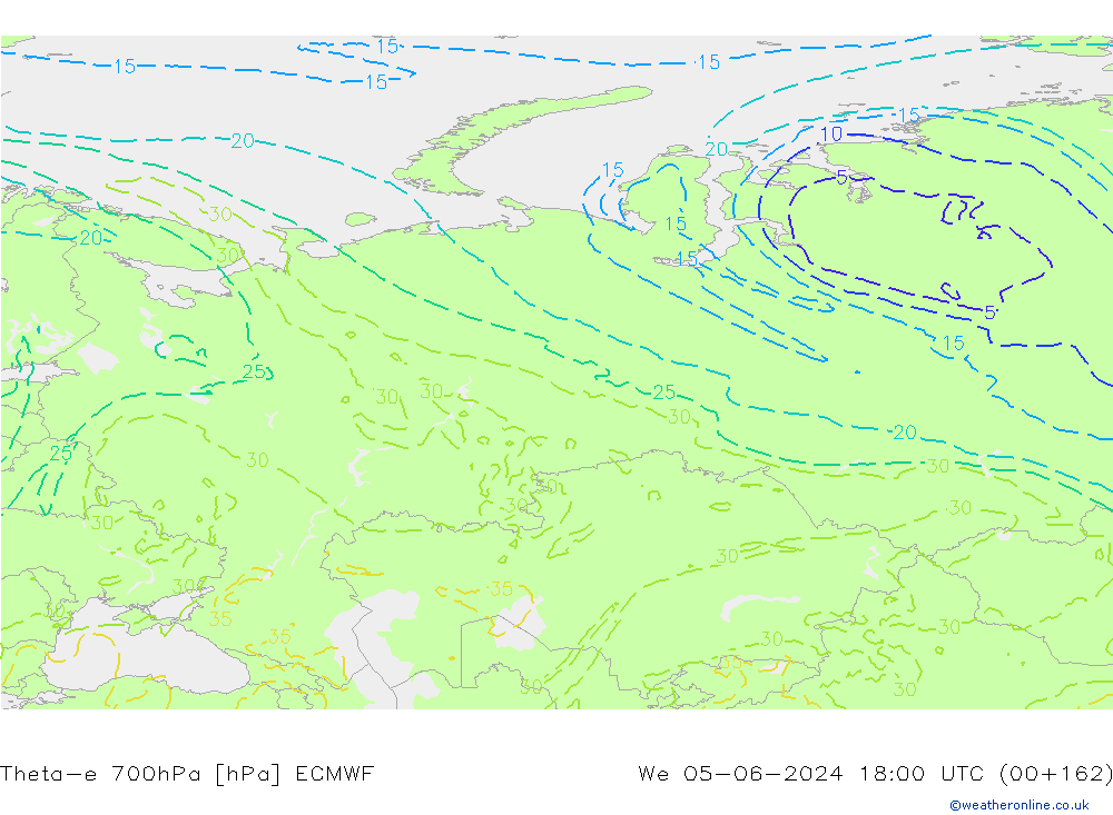 Theta-e 700hPa ECMWF  05.06.2024 18 UTC