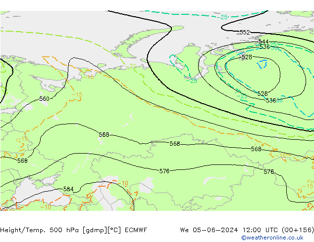 Z500/Rain (+SLP)/Z850 ECMWF Qua 05.06.2024 12 UTC