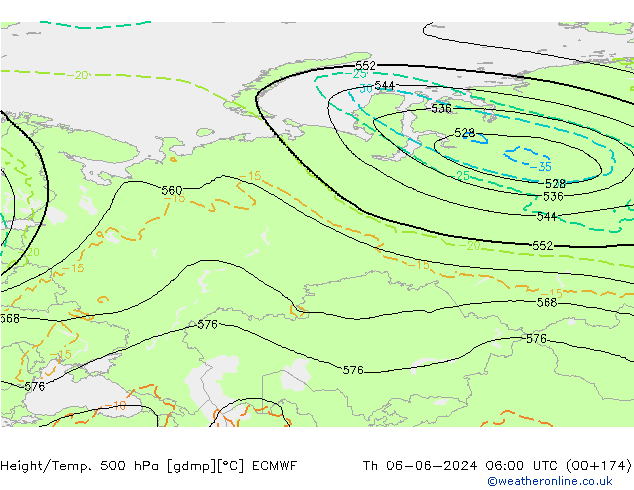 Z500/Rain (+SLP)/Z850 ECMWF Th 06.06.2024 06 UTC