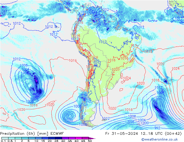 Z500/Rain (+SLP)/Z850 ECMWF Fr 31.05.2024 18 UTC