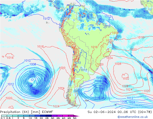 Z500/Regen(+SLP)/Z850 ECMWF zo 02.06.2024 06 UTC