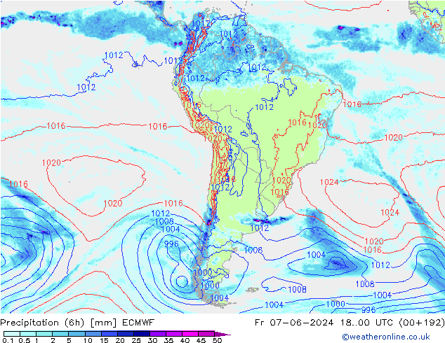 Z500/Rain (+SLP)/Z850 ECMWF  07.06.2024 00 UTC