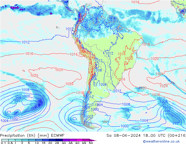 Z500/Yağmur (+YB)/Z850 ECMWF Cts 08.06.2024 00 UTC