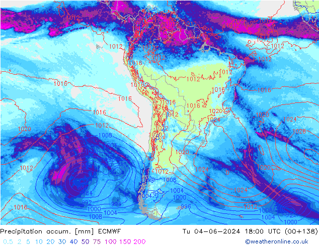 Precipitation accum. ECMWF mar 04.06.2024 18 UTC