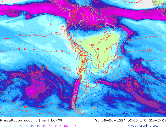 Precipitation accum. ECMWF dom 09.06.2024 00 UTC