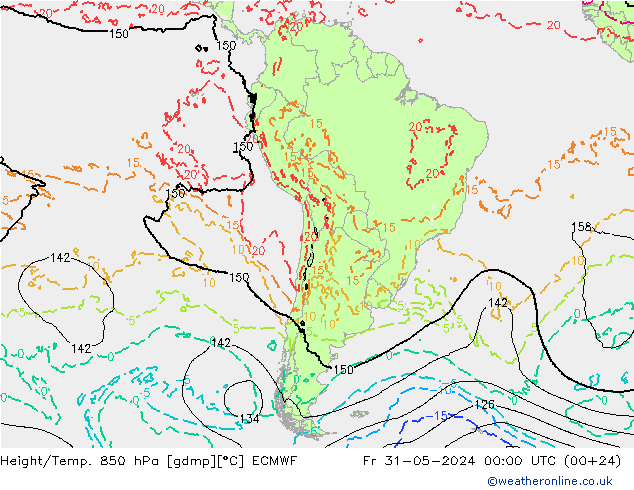 Z500/Regen(+SLP)/Z850 ECMWF vr 31.05.2024 00 UTC