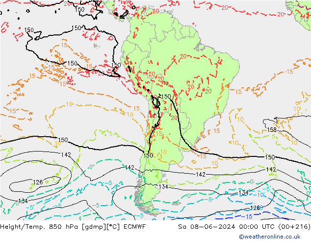 Z500/Yağmur (+YB)/Z850 ECMWF Cts 08.06.2024 00 UTC