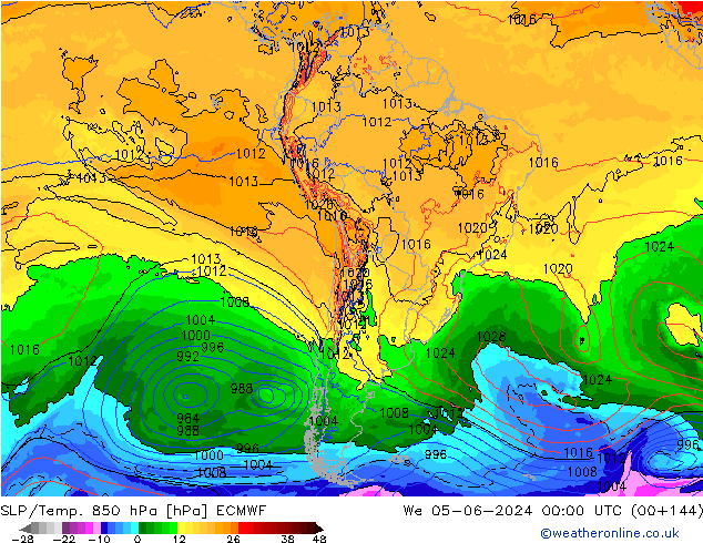 850 hPa Yer Bas./Sıc ECMWF Çar 05.06.2024 00 UTC