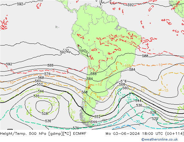 Z500/Rain (+SLP)/Z850 ECMWF lun 03.06.2024 18 UTC