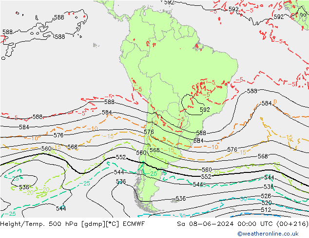 Z500/Yağmur (+YB)/Z850 ECMWF Cts 08.06.2024 00 UTC