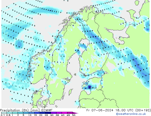 Z500/Rain (+SLP)/Z850 ECMWF vie 07.06.2024 00 UTC