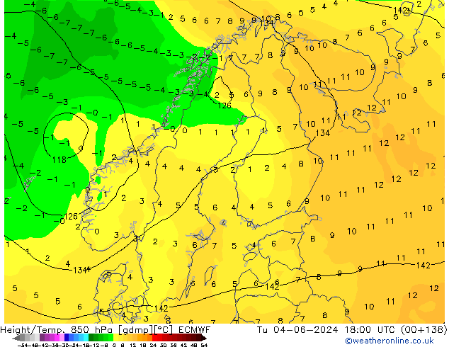 Z500/Rain (+SLP)/Z850 ECMWF Tu 04.06.2024 18 UTC