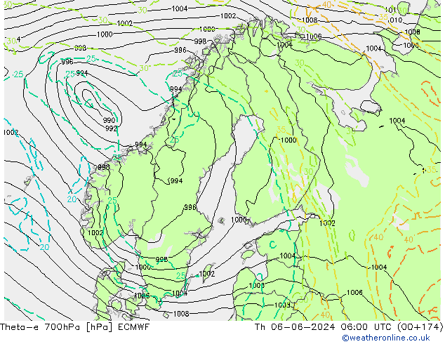 Theta-e 700hPa ECMWF jeu 06.06.2024 06 UTC