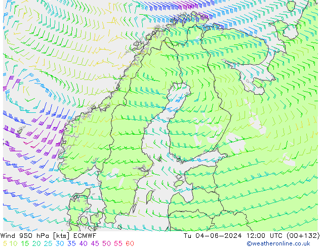 Wind 950 hPa ECMWF Tu 04.06.2024 12 UTC