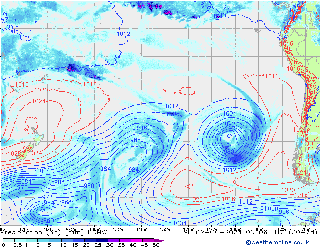 Z500/Rain (+SLP)/Z850 ECMWF dom 02.06.2024 06 UTC