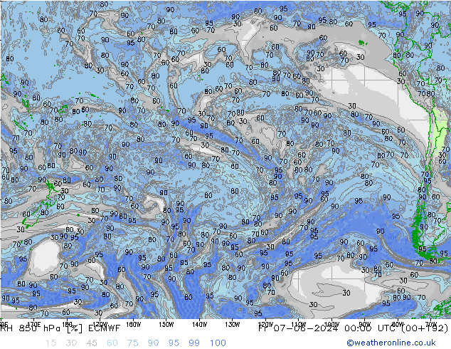 RH 850 hPa ECMWF Fr 07.06.2024 00 UTC