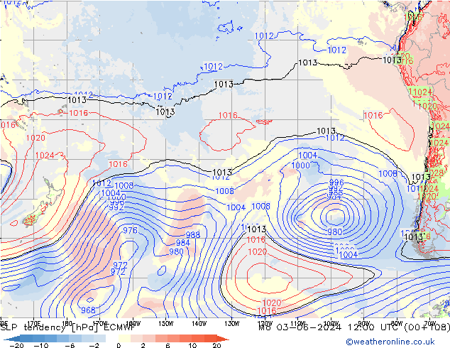 Drucktendenz ECMWF Mo 03.06.2024 12 UTC