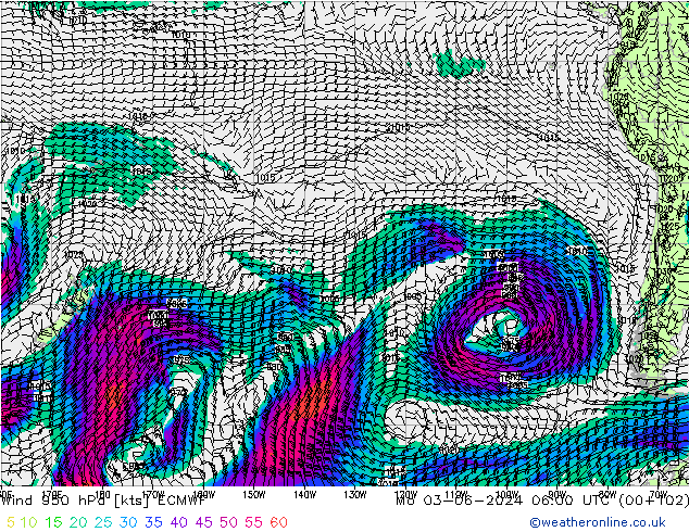 Wind 950 hPa ECMWF Mo 03.06.2024 06 UTC