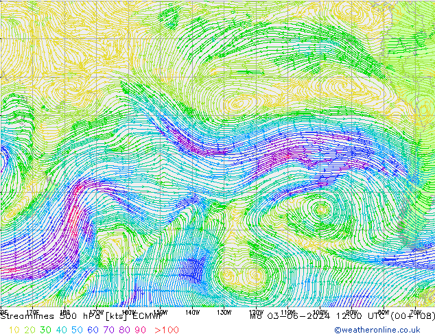 ветер 500 гПа ECMWF пн 03.06.2024 12 UTC