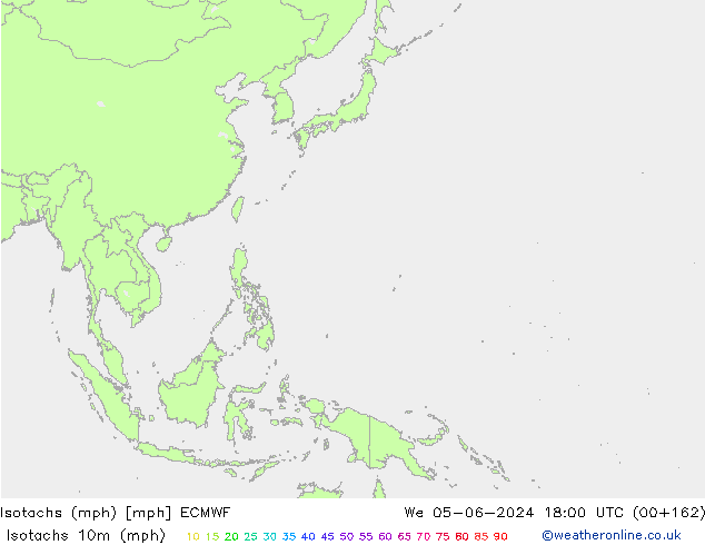 Isotachs (mph) ECMWF ср 05.06.2024 18 UTC