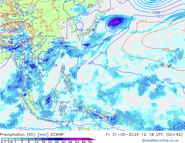 Z500/Rain (+SLP)/Z850 ECMWF пт 31.05.2024 18 UTC