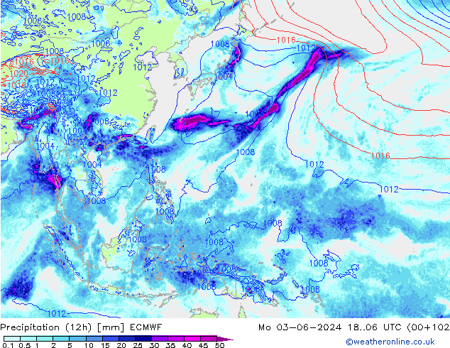 Précipitation (12h) ECMWF lun 03.06.2024 06 UTC