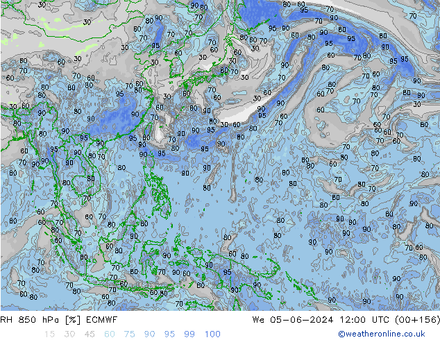 RH 850 hPa ECMWF We 05.06.2024 12 UTC