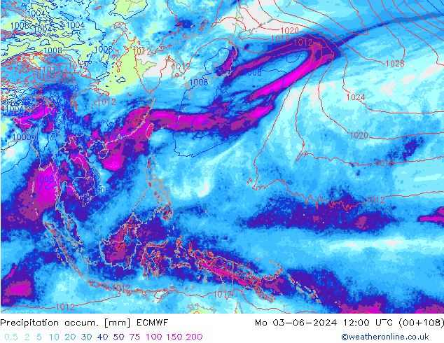 Precipitation accum. ECMWF Po 03.06.2024 12 UTC