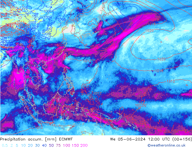 Precipitation accum. ECMWF We 05.06.2024 12 UTC